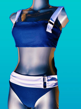 NEW!  Color Block Belted Bikini Set (Satin Espresso OR Midnight Blue)