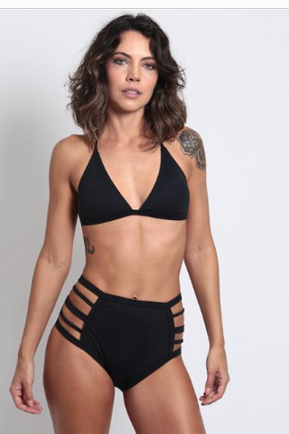 Seamless Multi-Strap Hipster Bikini Set (Jet Black)