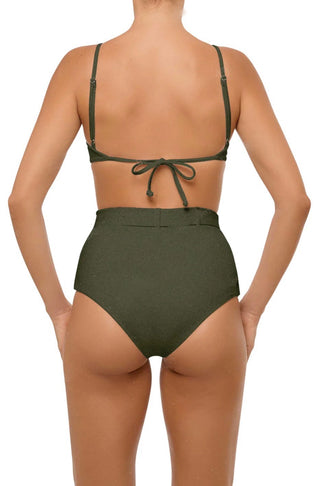 The Croft High-Waisted Belted Bikini Set (Lustrous Olive)