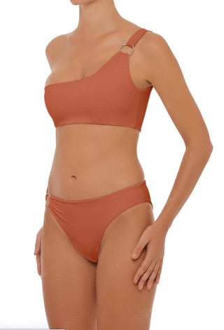 O-Ring One Shoulder Bikini Set (Terracotta)
